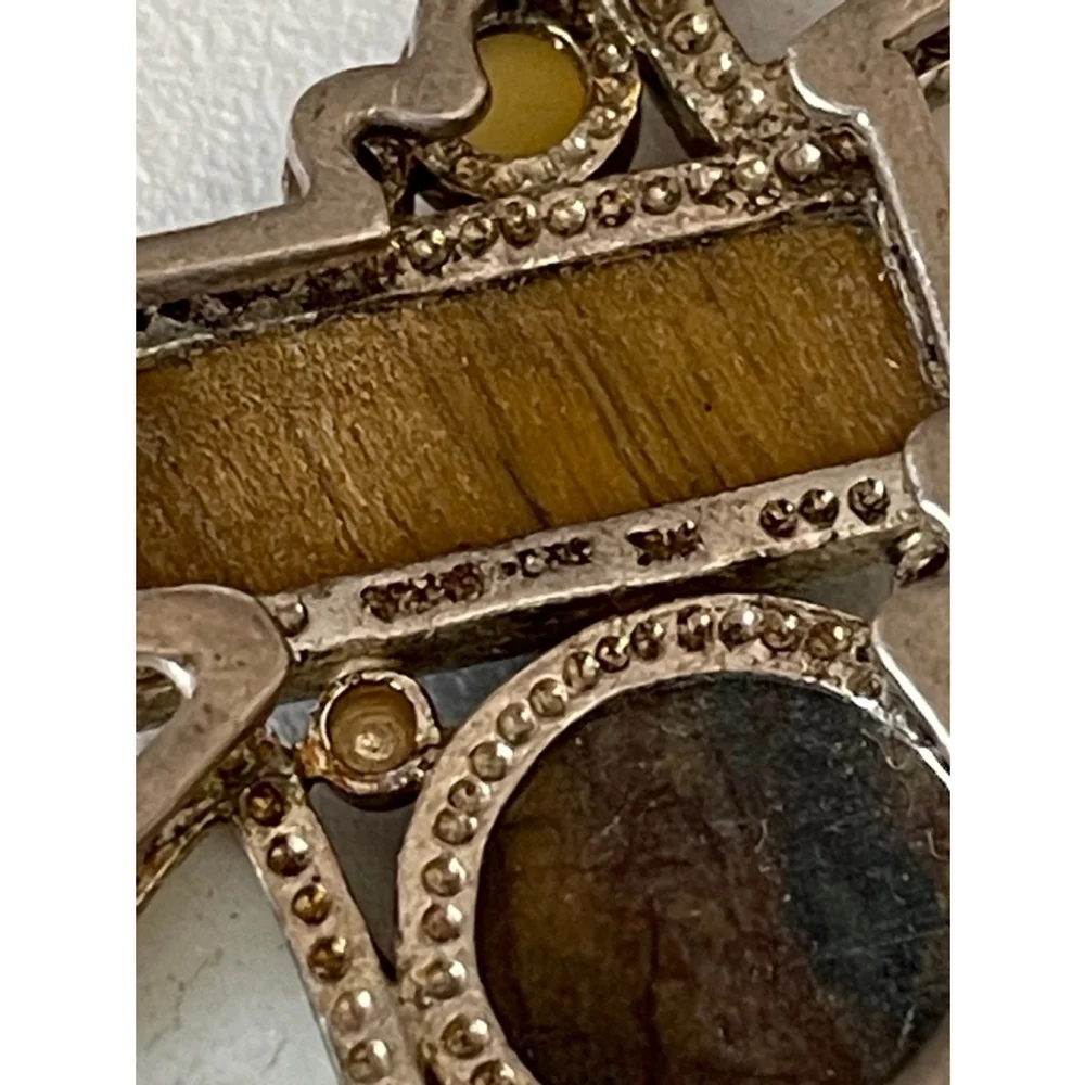 Vintage wk 925 sterling multi semi precious stone pendant
